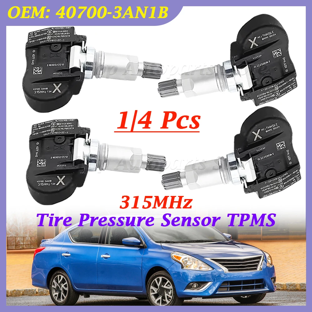 1/4Pcs TPMS Tire Pressure Sensor 315MHz 40700-3AN1B For Nissan Leaf Sentra Versa Versa Note