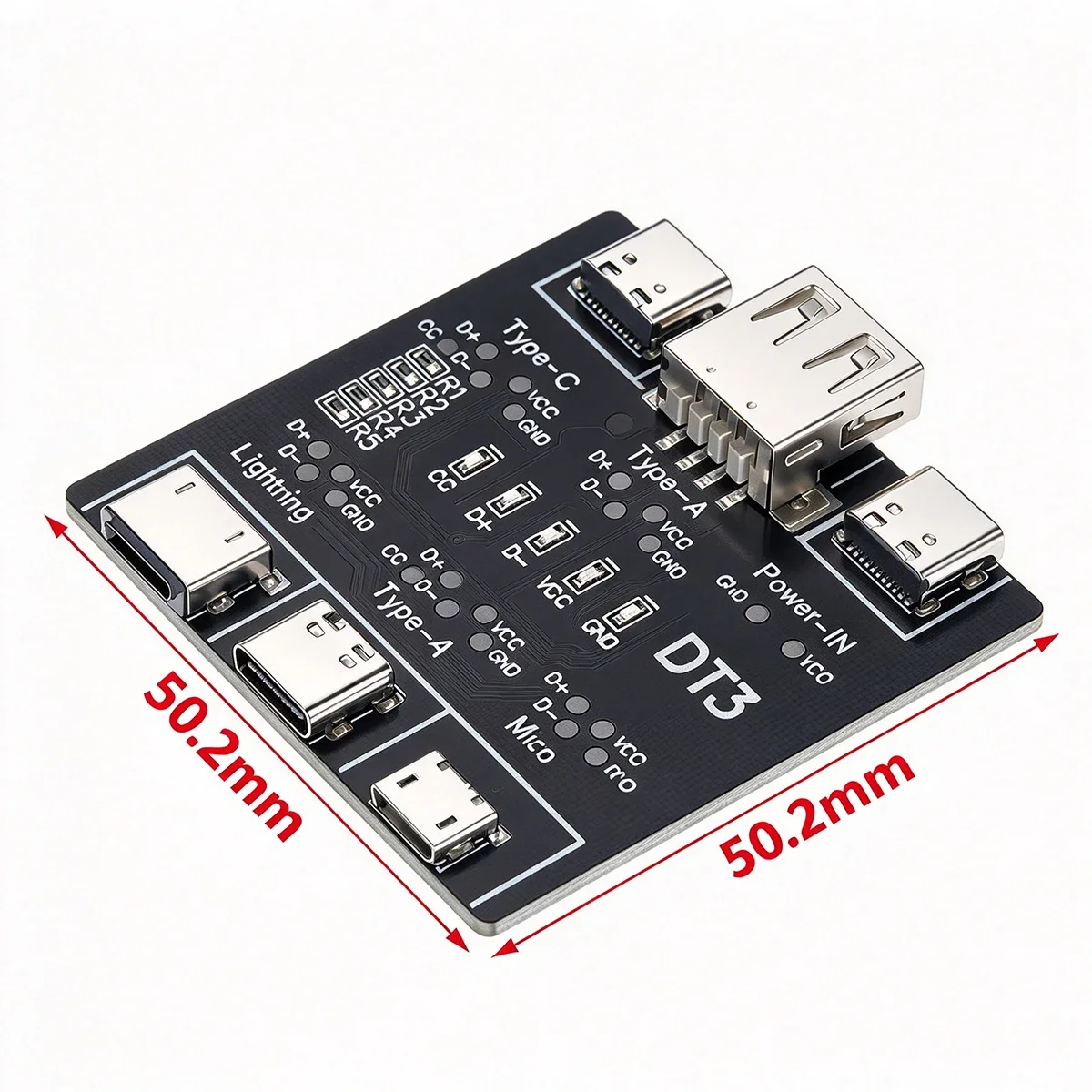 1Pcs USB Cable Test Board, Type-C Lightning Micro USB Data Line Fault Detector Test Module for Cable Repair Testing
