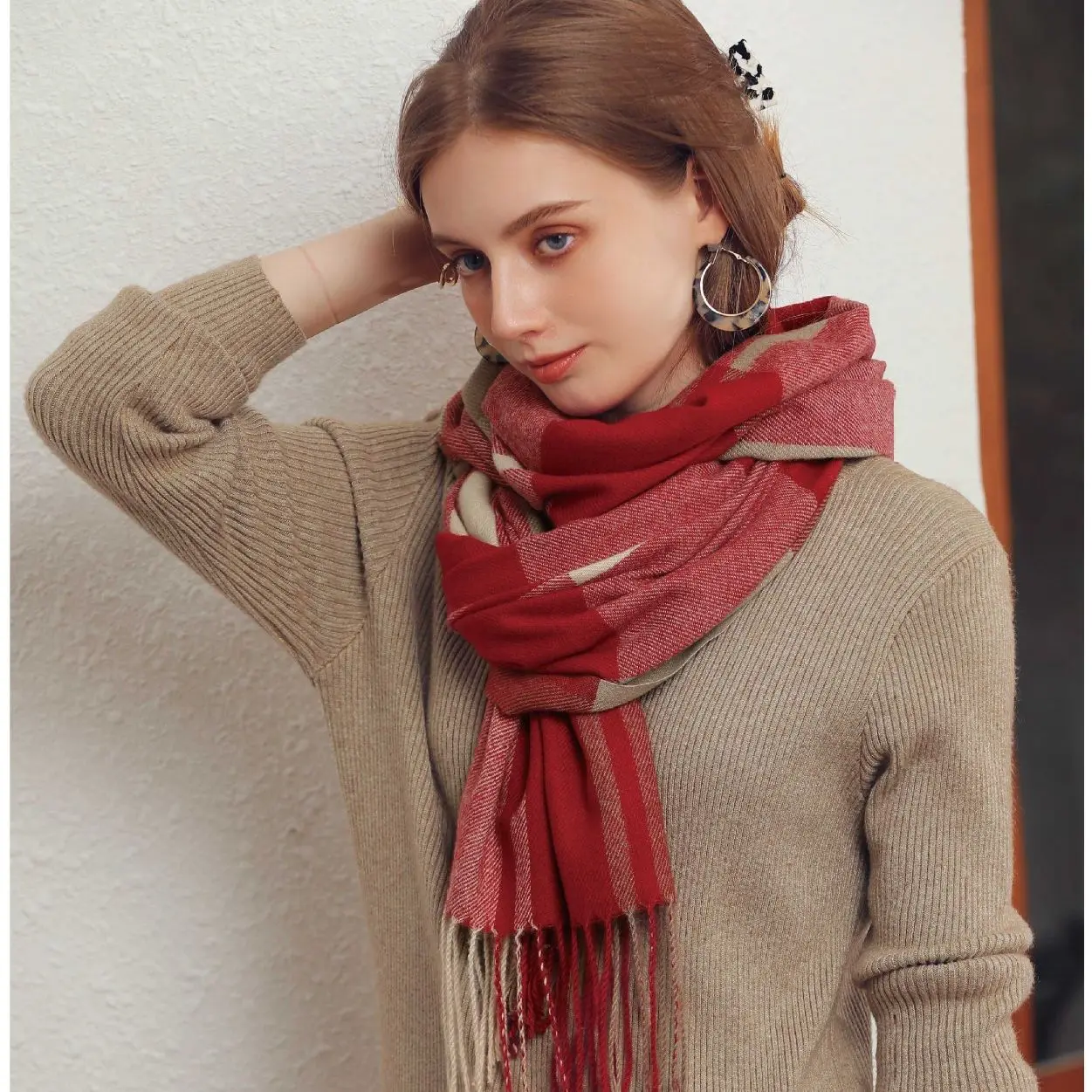 65X180cm Women Plaid Imitation Cashmere Scarf Fashion Casual Couple Winter Warm Scarves Men Ladies Business Unisex Muffler