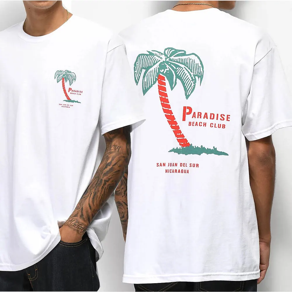 Empyre Men Men's T-shirt Paradise Beach Club White Cotton T-shirts European Size XS-3XL Base Short-sleeved Tops