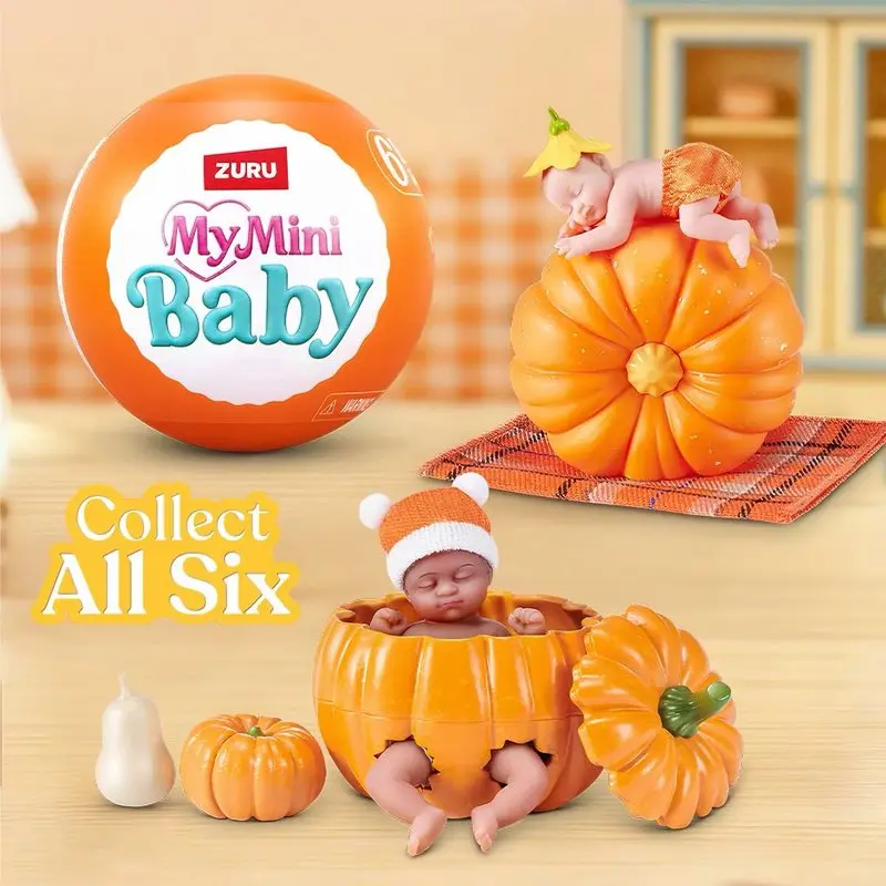 Zuru My Mini Baby Blind Box Surprise Ball Miniature Doll Pumpkin Themed Collectible Toy For Hobby Collection Display - view 3