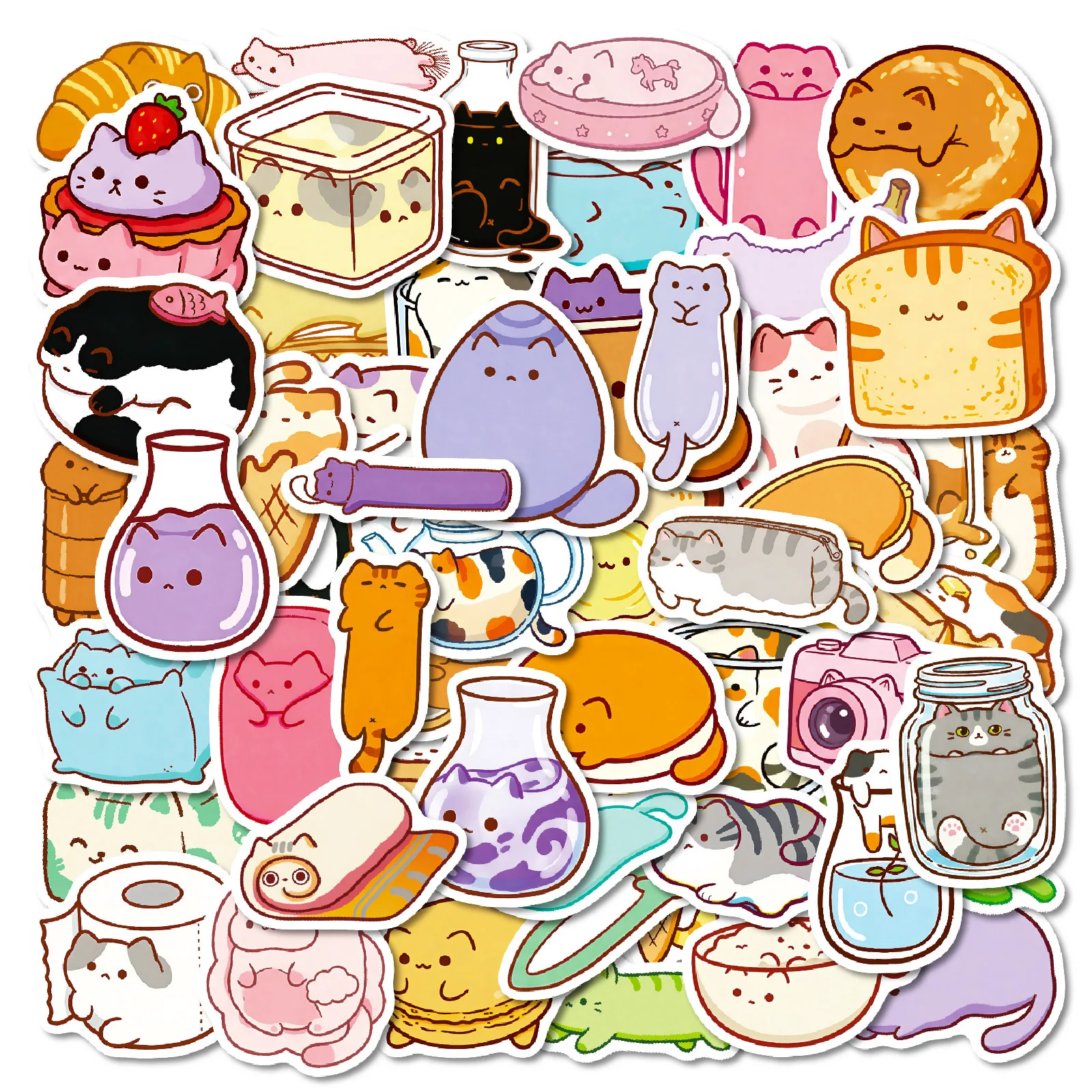 

56pcs Cat Graffiti Stickers Cute Cartoon Waterproof Vinyl for Laptop Guitar Skateboard Luggage Graffiti Stickers Kid Party Gifts