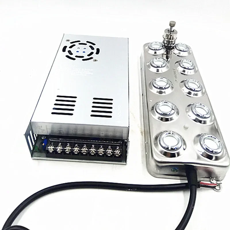 Atomizador ultrasónico de 10 cabezales DC 48V 5000 ML/H, humidificador Industrial, generador de niebla ultrasónica, nebulizador con fuente de alimentación de 110V y 220V