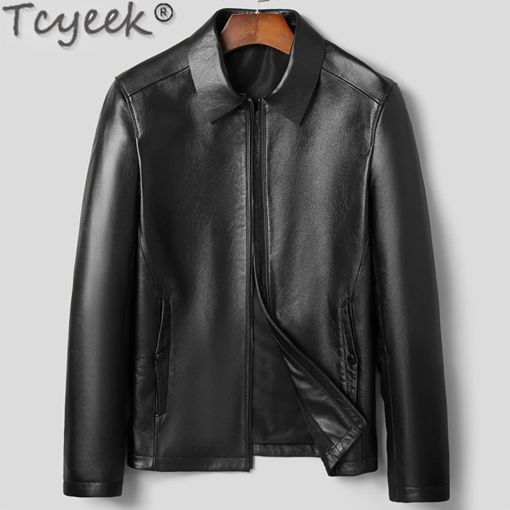 

Men Tcyeek Jacket Thin Genuine Leather Man Jackets Casual Short Top Layer Cowhide Coat Male Spring Fall Clothes Tide