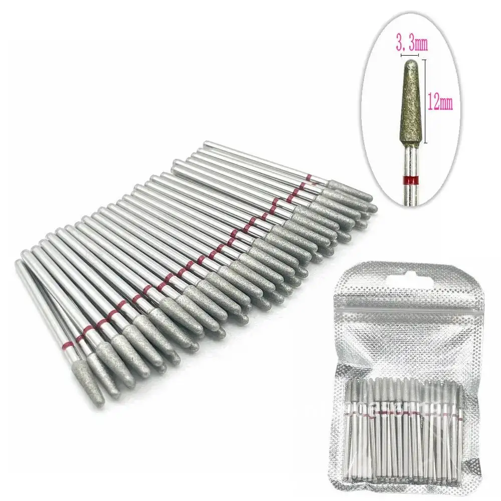 Foret à ongles diamanté, forme conique ronde, série L, accessoires pour machine de manucure électrique, fraises à ongles, CE réussi, 50 pièces