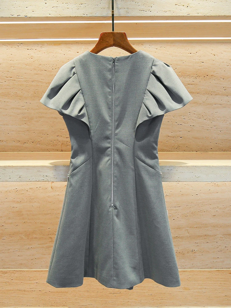 

High Waist ort A-Line Dr Embellied with Diamo Bouffant Sve angXiang Sle Women's Faion Spring Summer Autumn