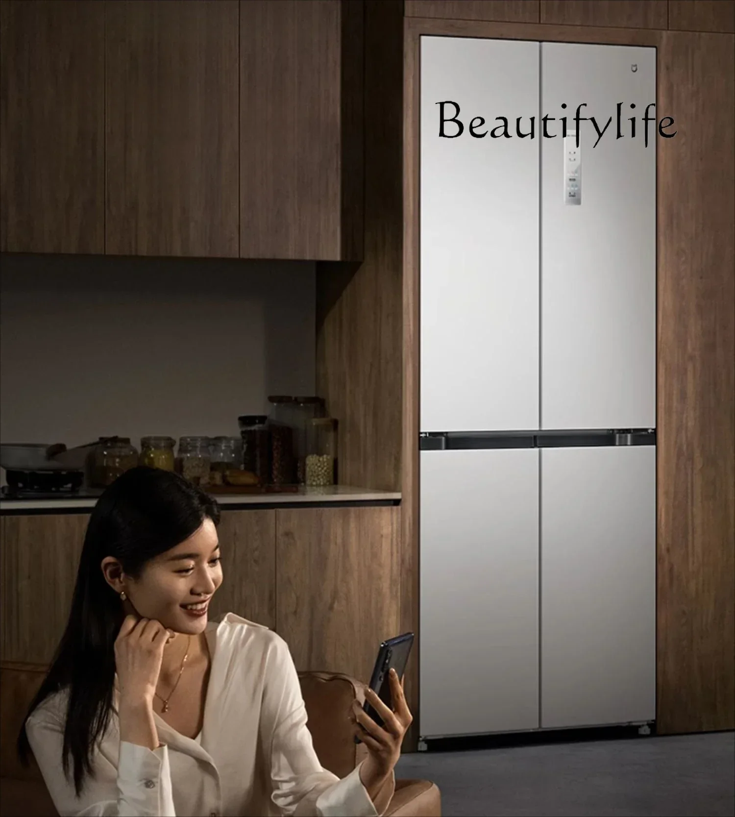 60cm Ultra-Thin Flat Embedded 439L Cross Four-Door Air Cooling Frostless Embedded Household Refrigerator