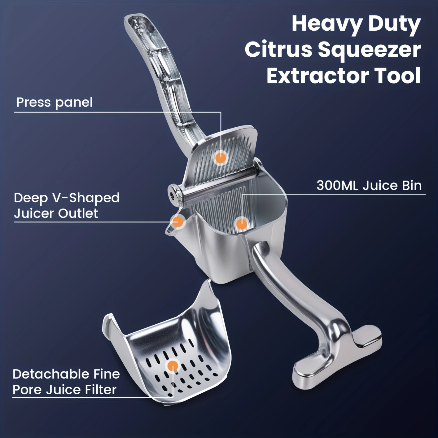 1pc Manual Squeezer, Heavy Duty Single Press Lemon Squeeze, Hand Squeezer, Aluminum Alloy Lemon Squeezer, Manual Citrus Press Ju