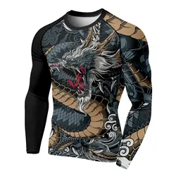 Men's Long Sleeve T-shirt 3D Printed Dragon Pattern 3D Printing Autumn Crew Neck T-Shirt Casual  Oversized Pullover Fashion Tops
