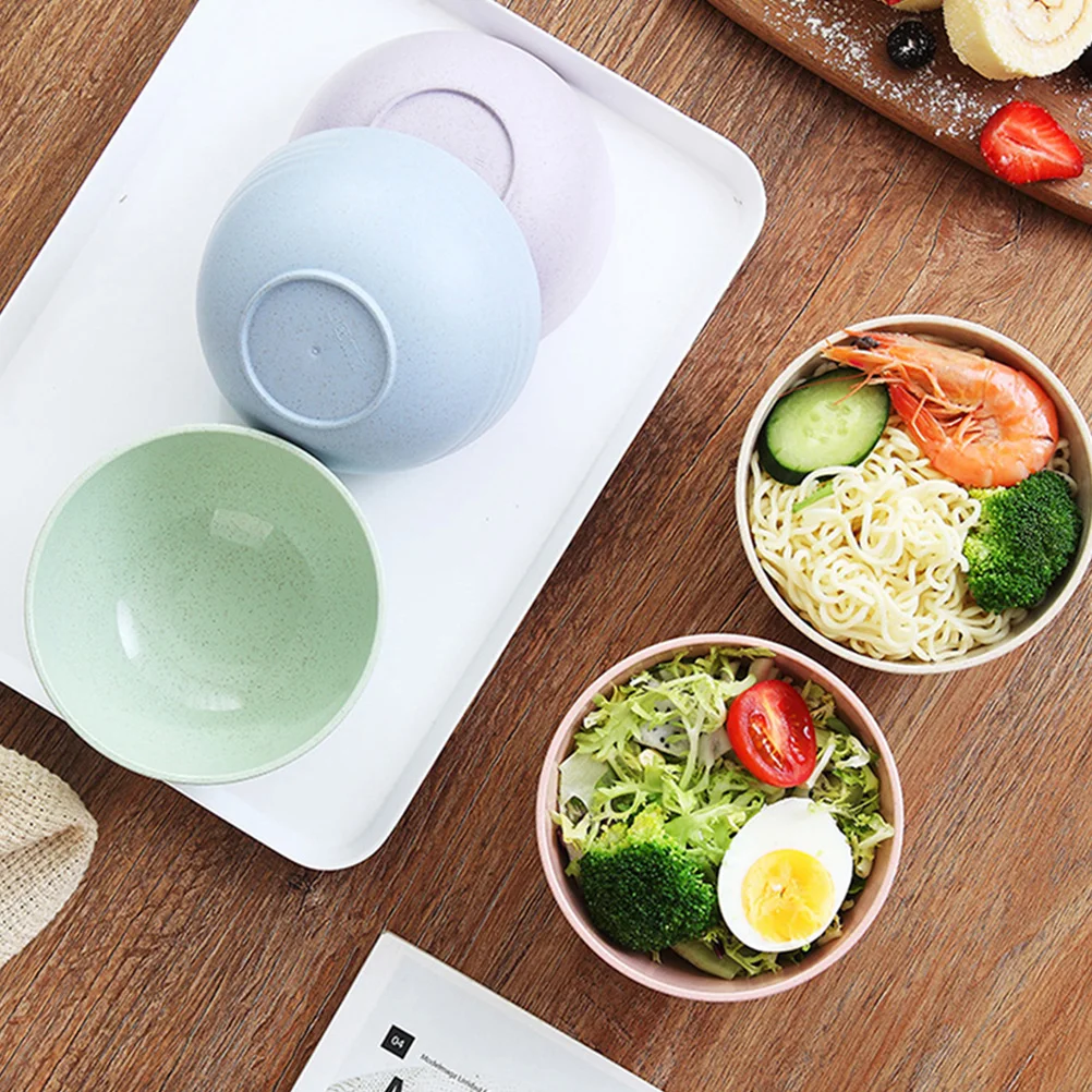 

10pcs Salad Bowl Set Eco-Friendly Wheat Straw Bowls Lightweight Soup Instant Noodles Rice Bowls Space-Saving Design
