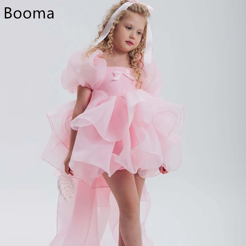 booma-–-robe-trapeze-a-col-carre-pour-filles-tenue-de-soiree-de-mariage-rose-plissee-robes-de-bal-personnalisees-2025