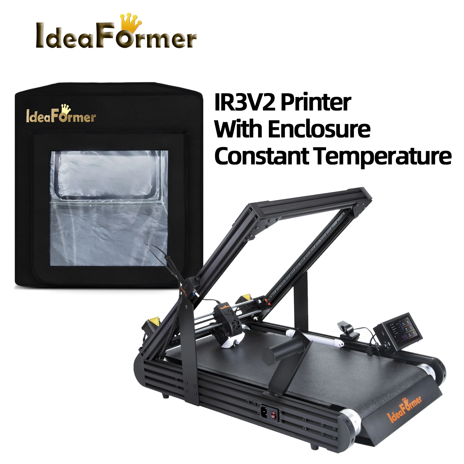 IdeaFormer IR3V2 With Enclosure Constant Temperature Infinite Z-AxisSteel Conveyor Belt 250×250×∞mm Klipper Firmware 3D Printer
