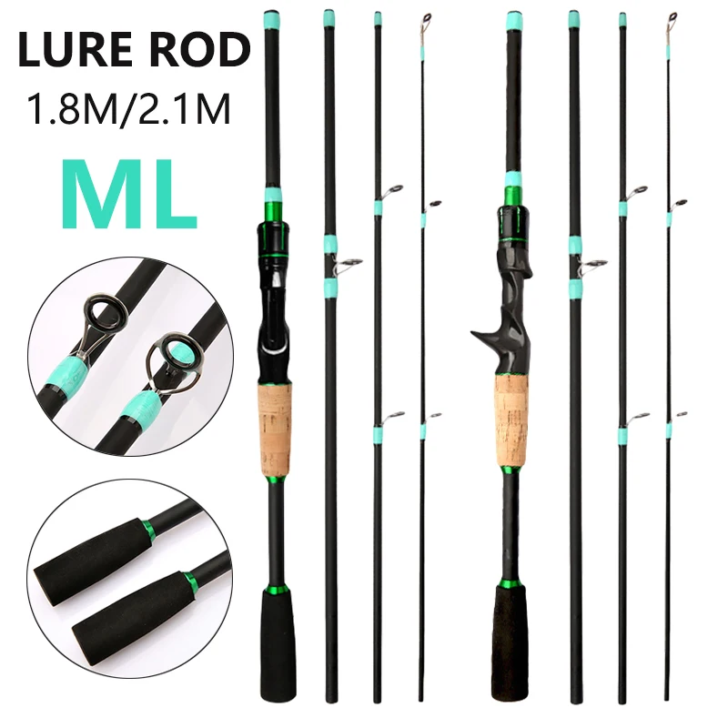 GHOTDA 4/5 Section Ultralight Spin/Cast Lure Fishing Rod 1.8/2.1M Bait Weight 3.5-14g Portable Travel Carbon Mini Pole MH Action