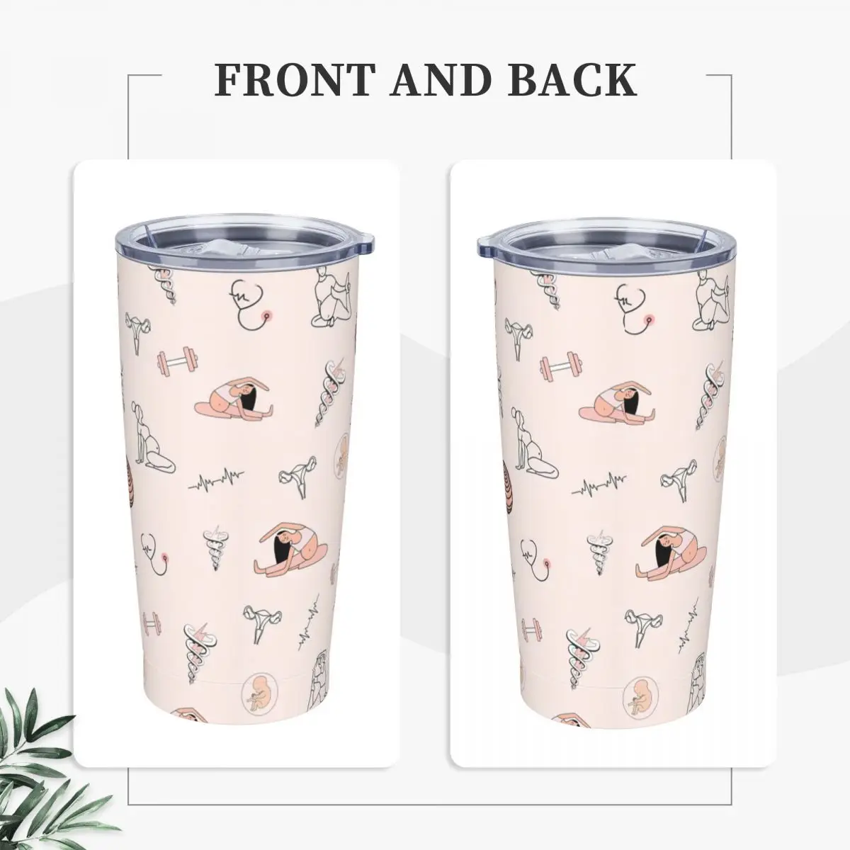 Medical Treatment Stainless Steel Tumbler Pregnancy Yoga Thermal Mug With Straws and Lid Large Mugs Cup Hot Drinks Water Bottle