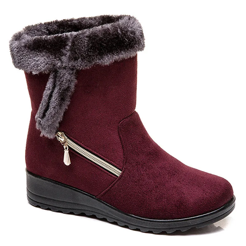 Women Winter Boots High-Top Zipper Platform Warm Plush Solid Color Snow Boot Fashion Shoes for Women Comfortable Zapatos Mujer