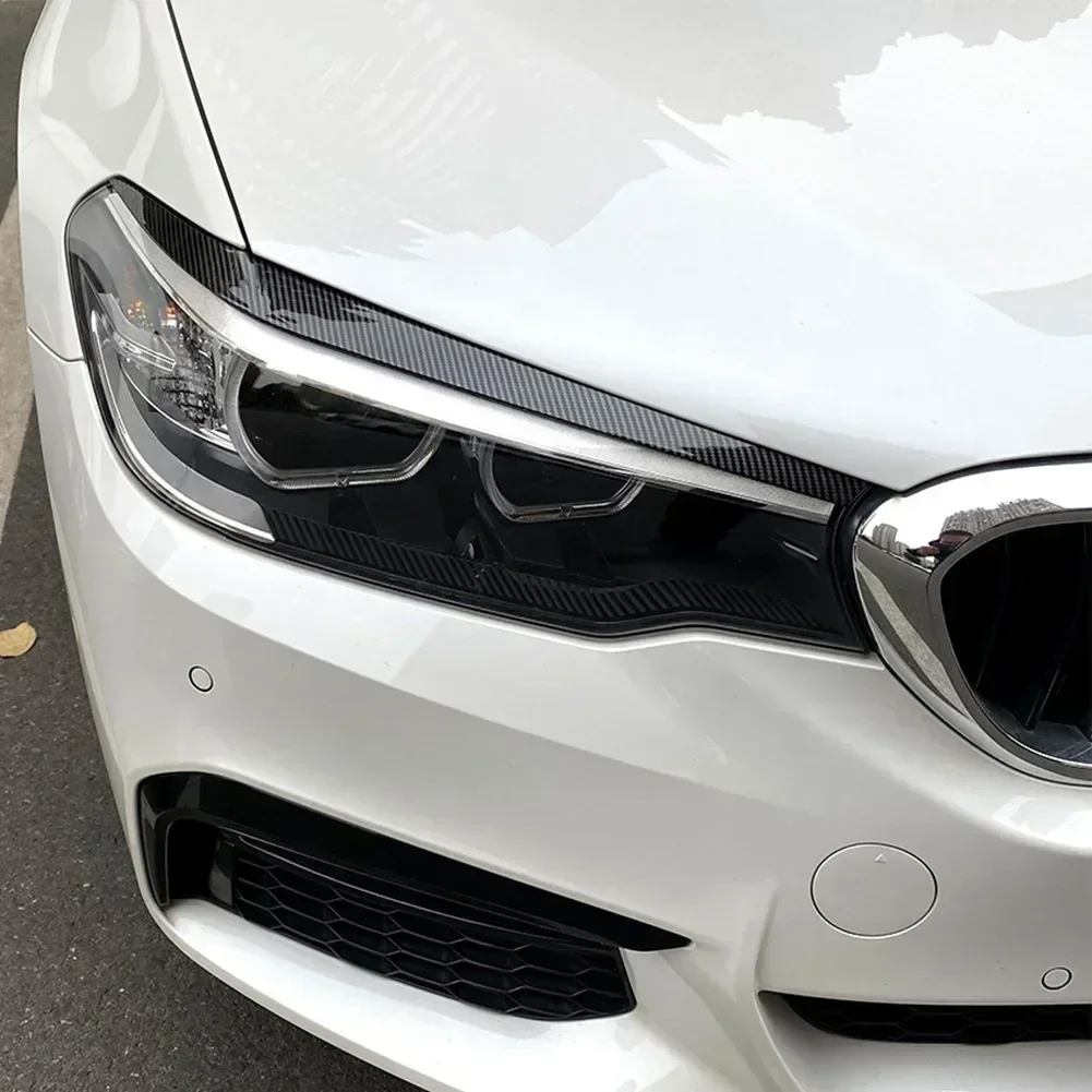 2PCS Headlights Eyebrow Eyelids Trim Cover For BMW 5 Series G30 525i 17-21 Car Styling Exterior Car Stickers Trim