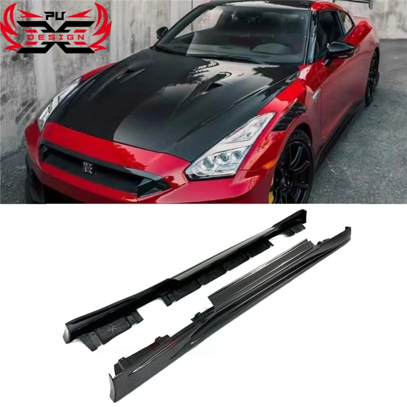 

Carbon Fiber Side Skirts Side Bumper Lip Side Lower For Nissan GTR R35 upgrade 2024 Year Bodykit N Style