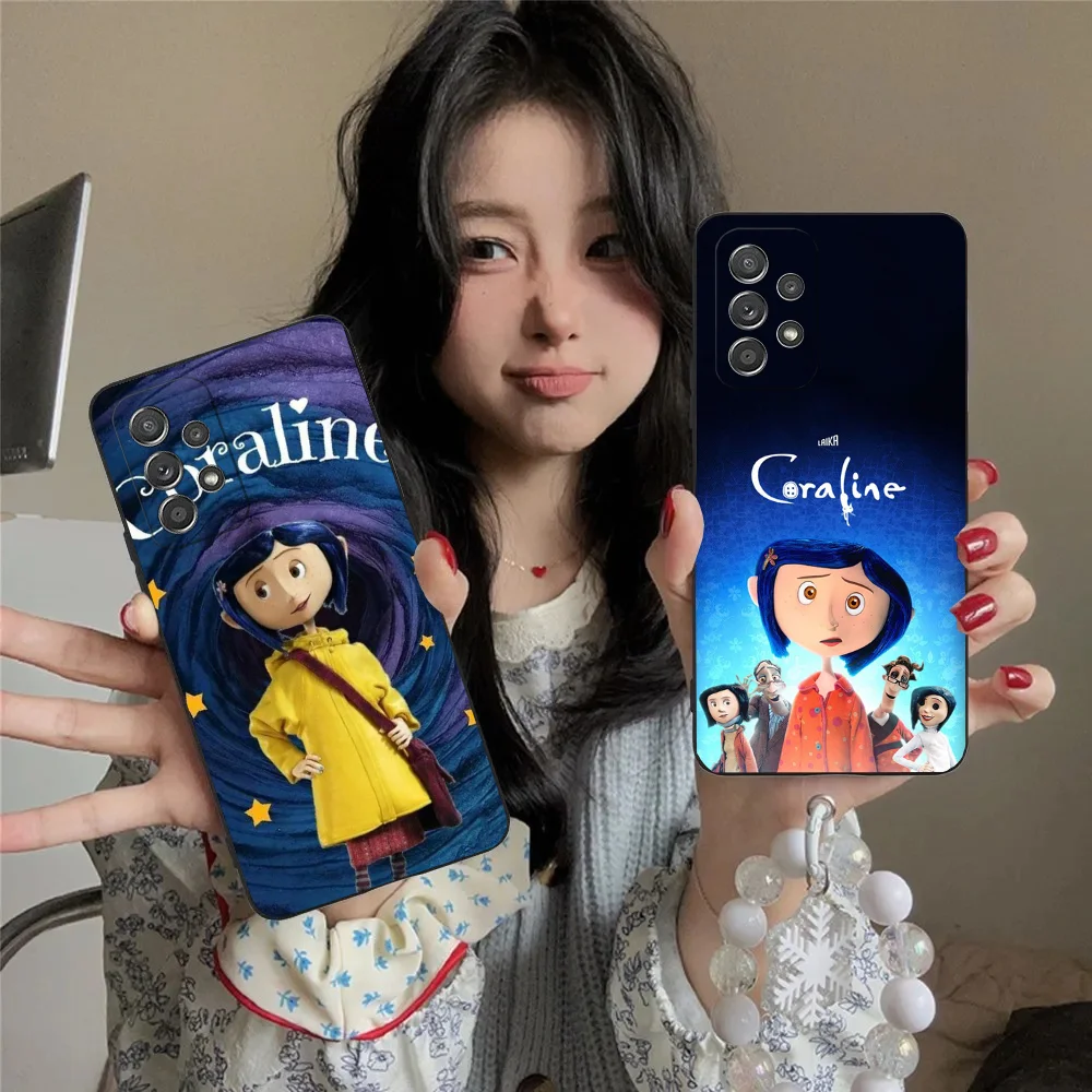 

C-Coraline And The Magic Door Phone Case For Samsung S24,23,22,30,21,10,9,Ultra,Plus,Lite,FE,5G Black Soft Case