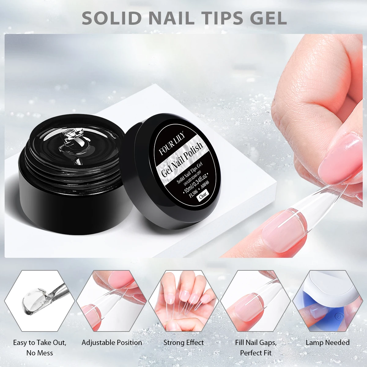 2pcs 10ml Multifunctional Solid เคล็ดลับเล็บชุดเจล Non-Stick มือเล็บเจล Rhinestone เจลกาวสําหรับเล็บ DIY เล็บชุดเครื่องมือ