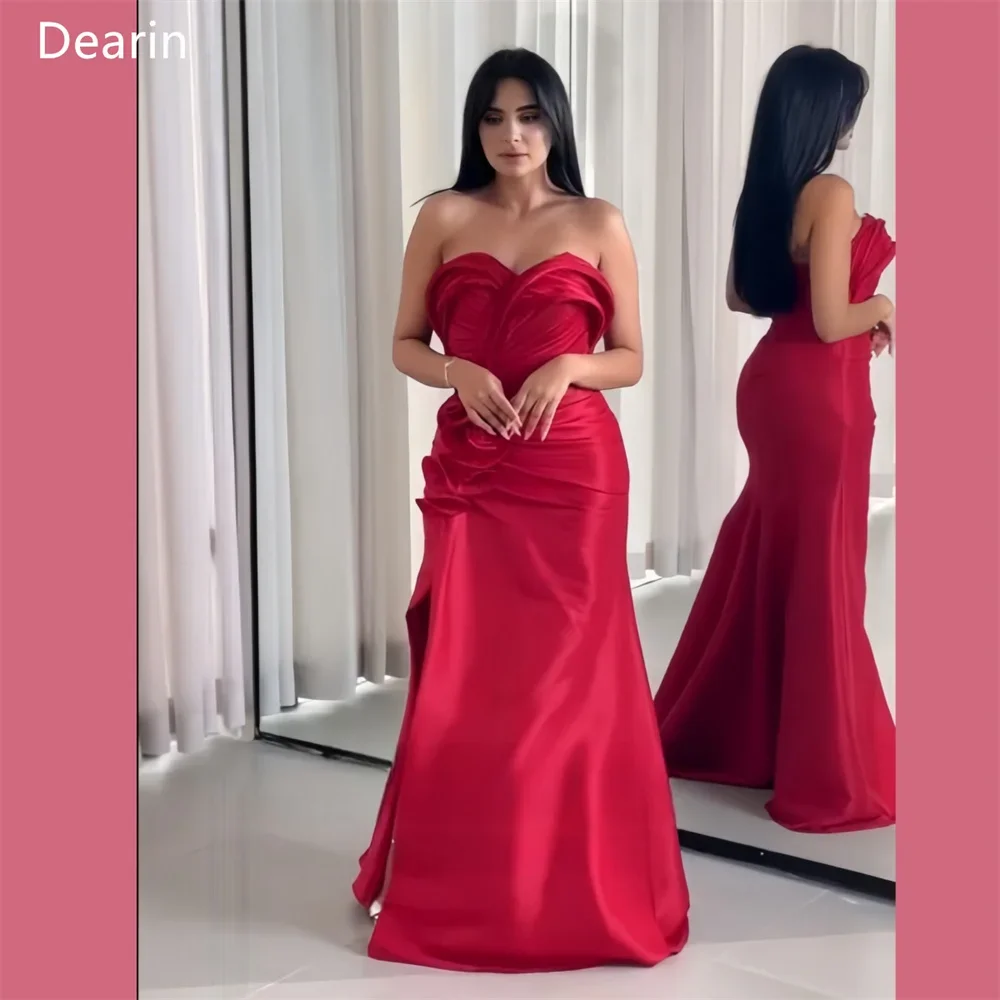 

Customized Saudi Arabia Dearin Sweetheart Mermaid Floor Length Skirts Fold Draped Ruffle Sleeveless Bespoke Occasion Dresses Pro