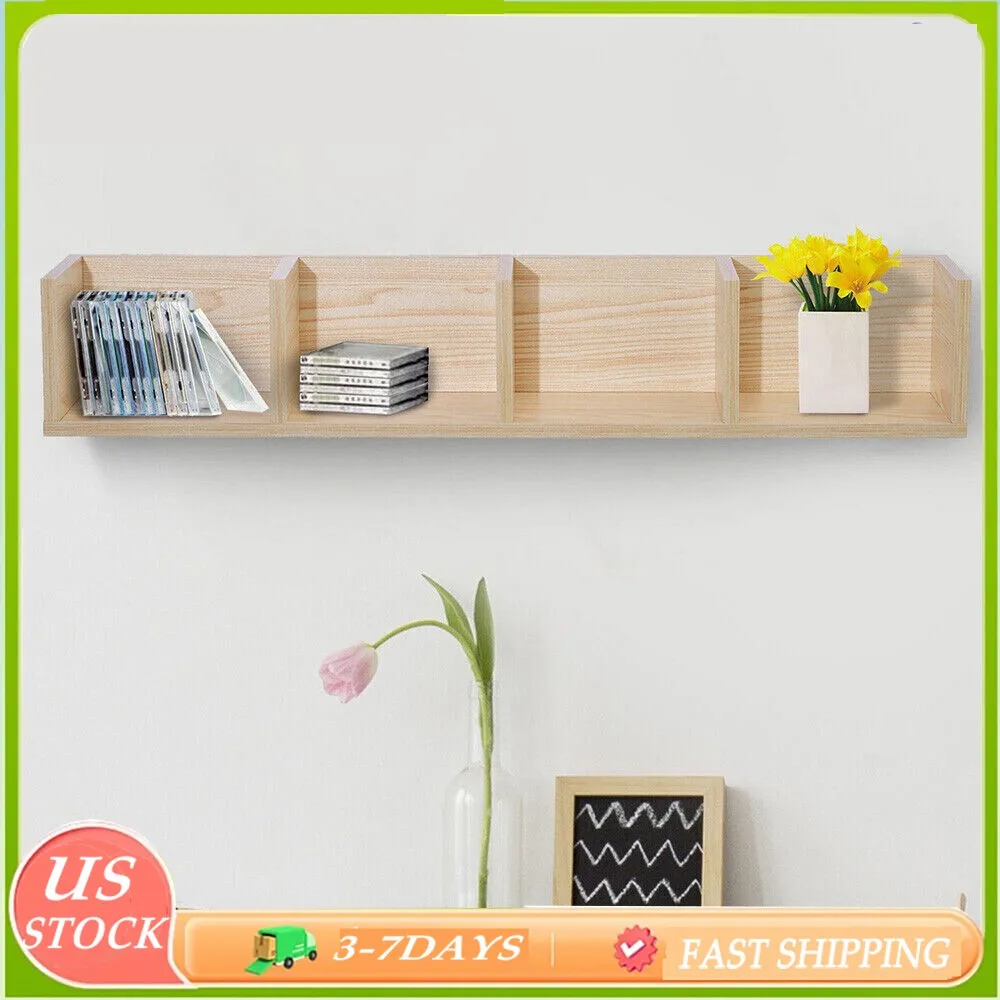 

Wooden Wall-Mounted CD DVD Storage Rack Media Storage Organization Rack