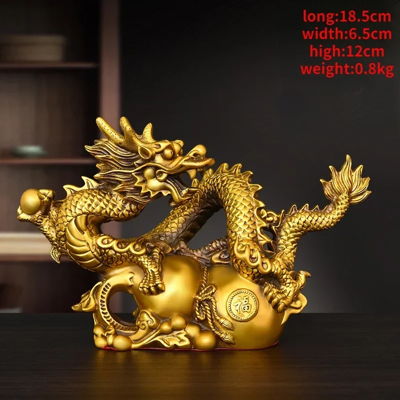 

Lucky Copper Animal Dragon Ornaments Gourd Golden Dragon Auspicious Home Shop Decor