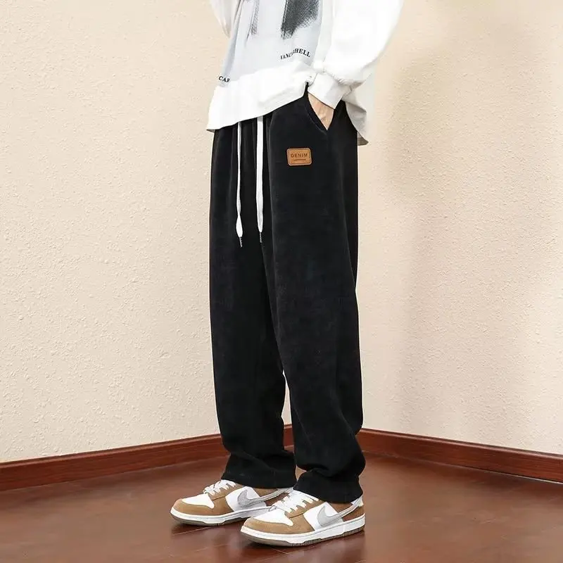 

Мужские повседневные прямые вельветовые брюки, свободный крой, осень-зима, новые модные брендовые свободные леггинсы для пар, модные