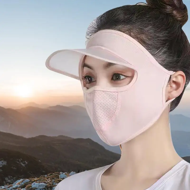 Sunscreen Mask UV Protection Full Face Cover Ice Silk Women Summer Cool Fase Mak For Outdoors Cycling