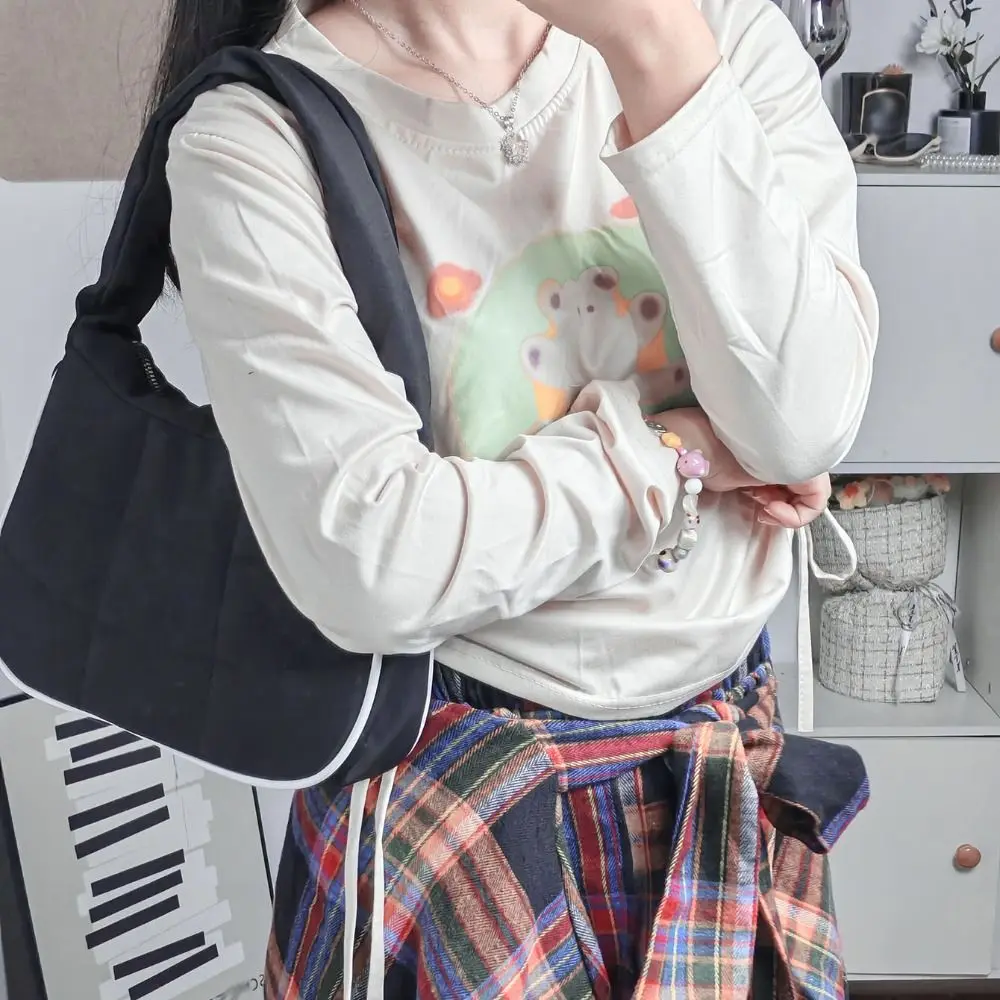 

Large Capacity Nylon Handbag Underarm Design Quilted Pattern Adjustable Strap Bag Puffer Texture Adjustable Strap