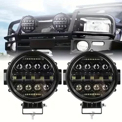 라운드 스팟 LED 포드 라이트 바, 하이 로우 빔 DRL LED 작업 운전 램프, 트럭 지프 오프로드 4WD SUV UTV ATV, 7 인치, 69W