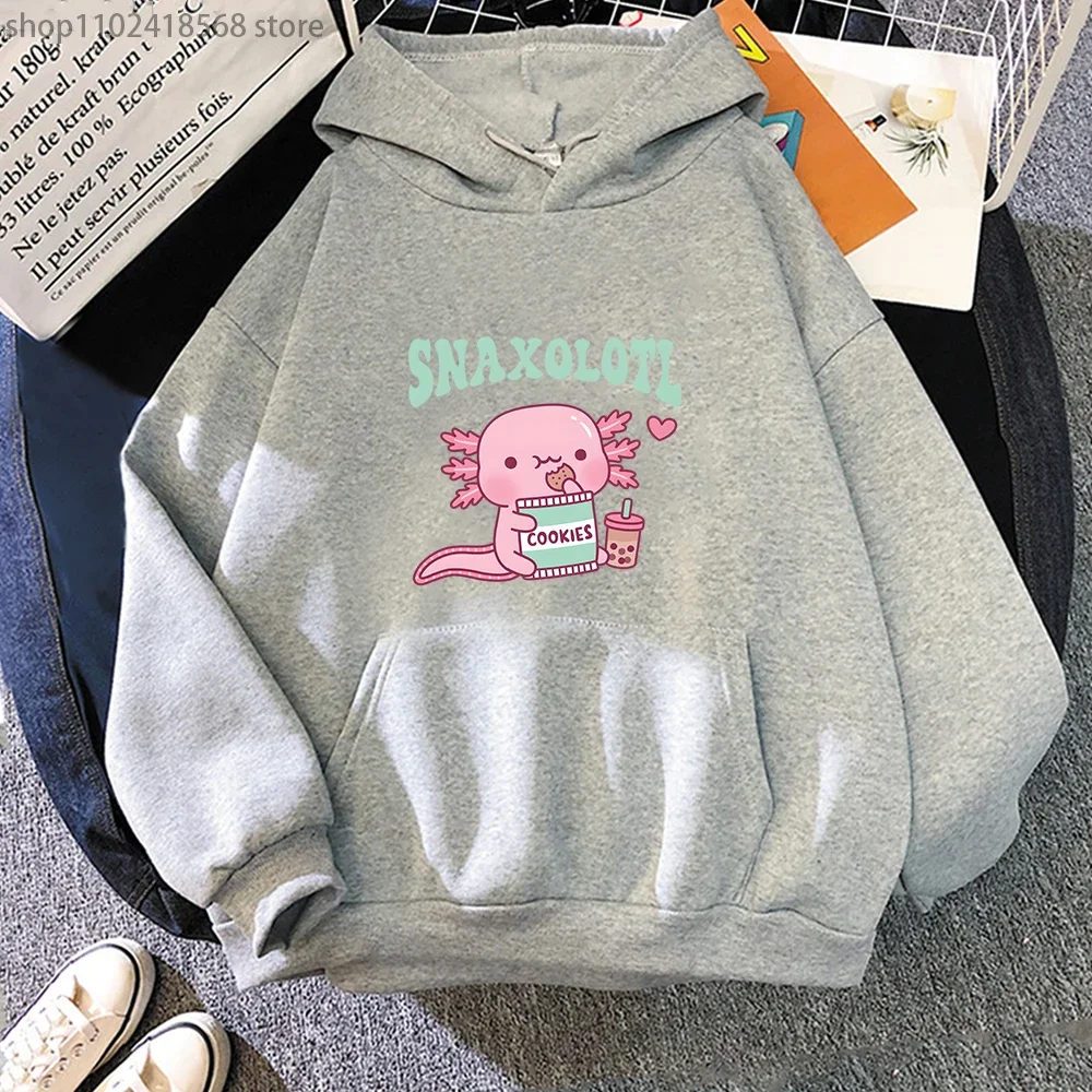 Lustiger Snaxolotl Snack A Lotl Like The Axolotl Hoodie Cartoon Sweatshirt Damen Kleidung Y2k Winter Pullover Süße Herrenkleidung