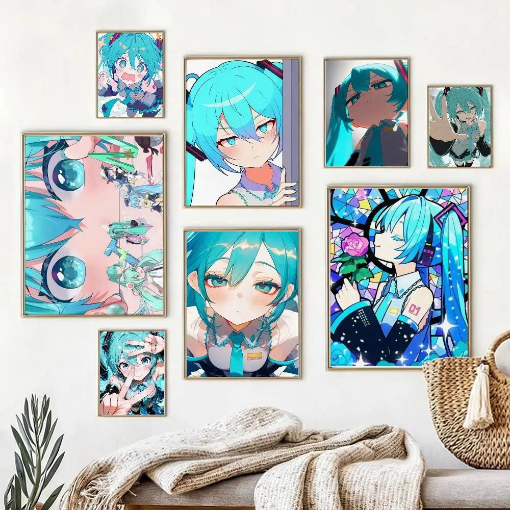 

Anime M-MIKU Poster Waterproof Wall Art Sticker For Bar Living Room Vintage Decor High Quality Print Gift