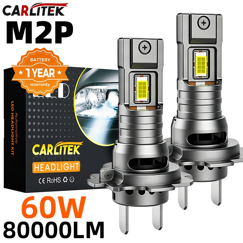 2 PCS M2P 60W H7 Kit de faros LED, luz antiniebla H11 9005 HB3 H1 9006 H4, lámpara LED para coche, bombilla LED para faros delanteros, CE y RoHS