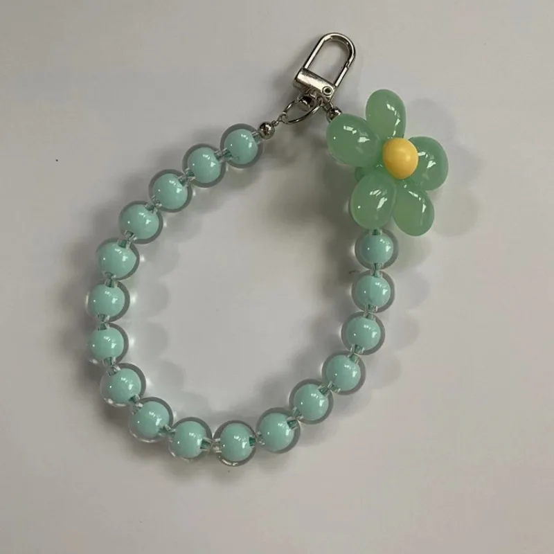 Cordón antipérdida para teléfono, colgante de muñeca corta, Macaron colorido, colgante de cuentas redondas, cadena de mano para mujer, cordón para teléfono móvil