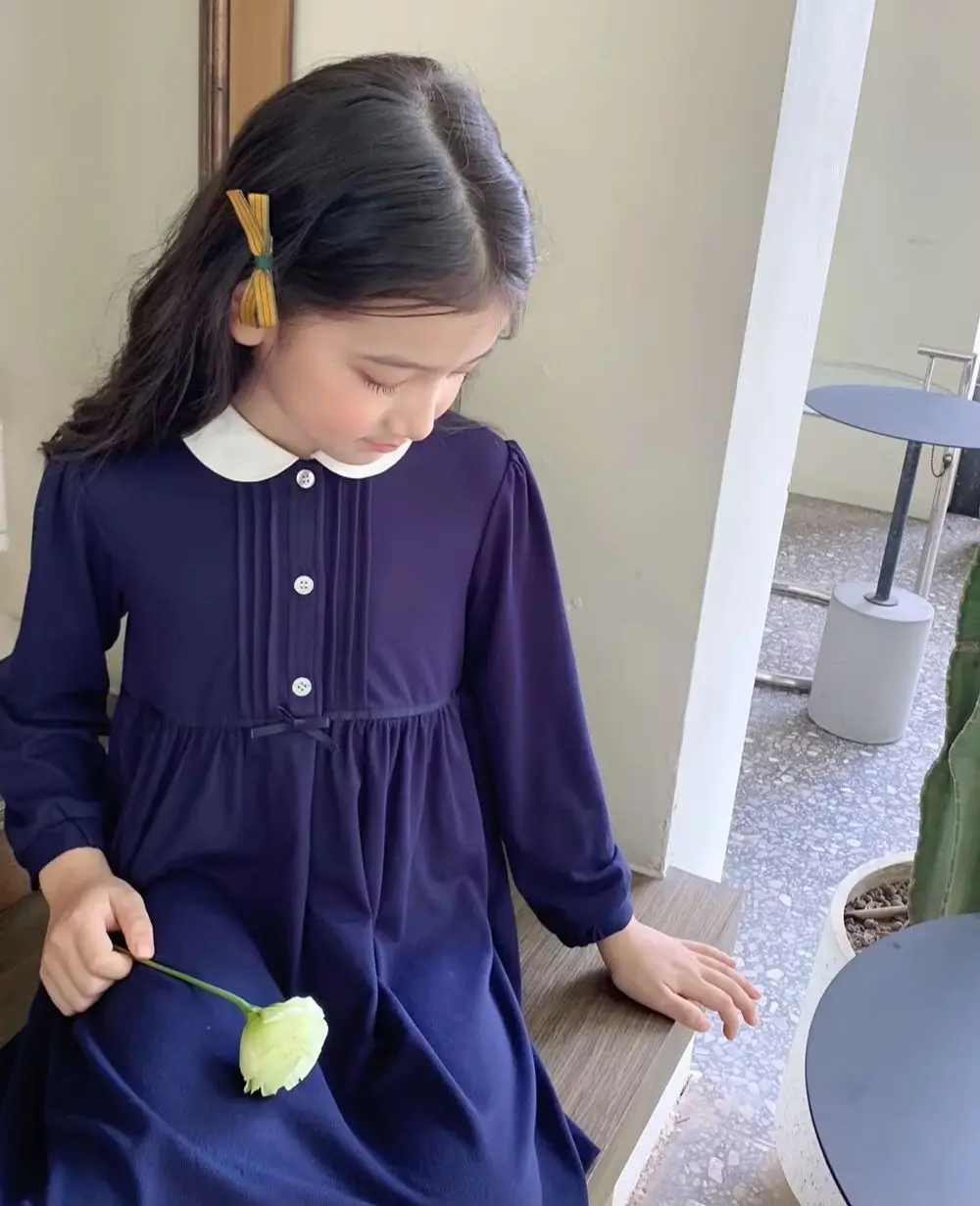 

spring girls clothes boutique kids girls clothes Student style Sweet and lovely long sleeve girls' dress