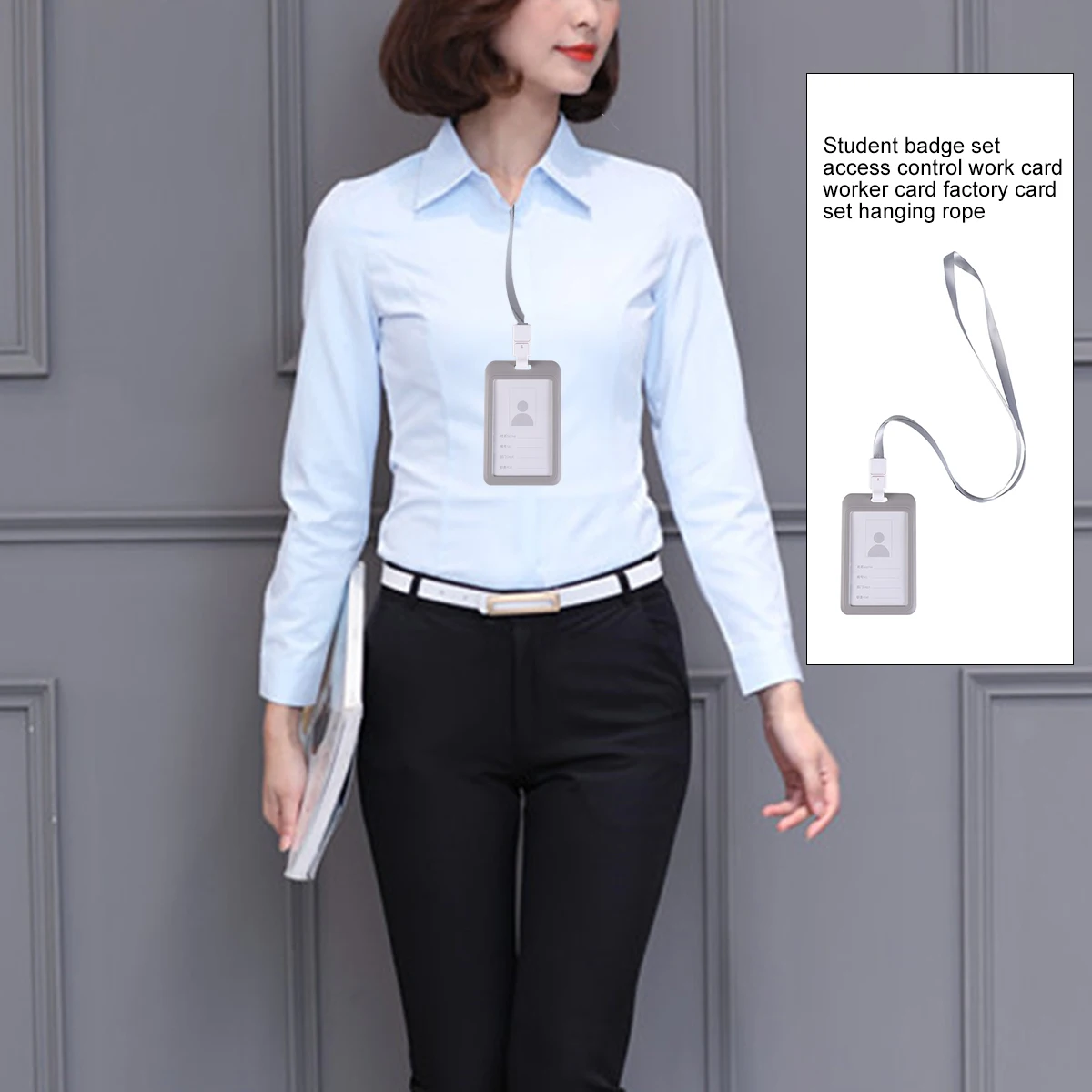 

Cute Id Card Holder For Staff Work Permit Key Hanging Rope Plastic Case Clear Window Business Card Sleeve Lightweight