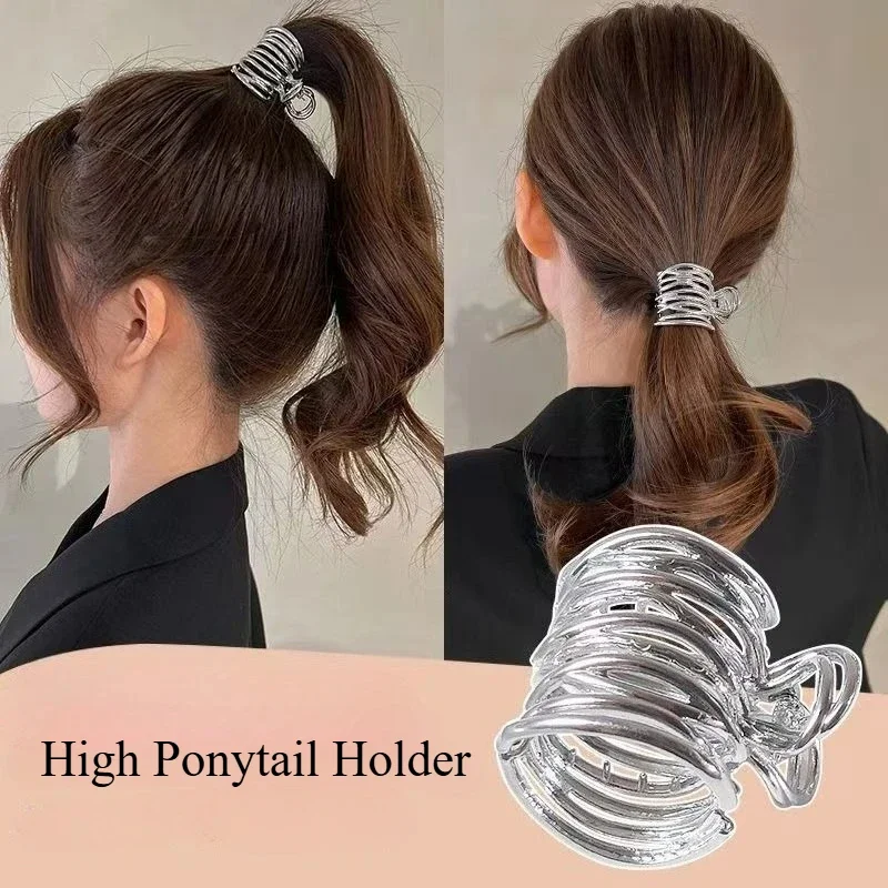 Irregular Metal Hair Claw Nonslip Ponytail Hairpins Women Girls High Ponytail Holder Hair Accessories Clip Hair Grip Headwear