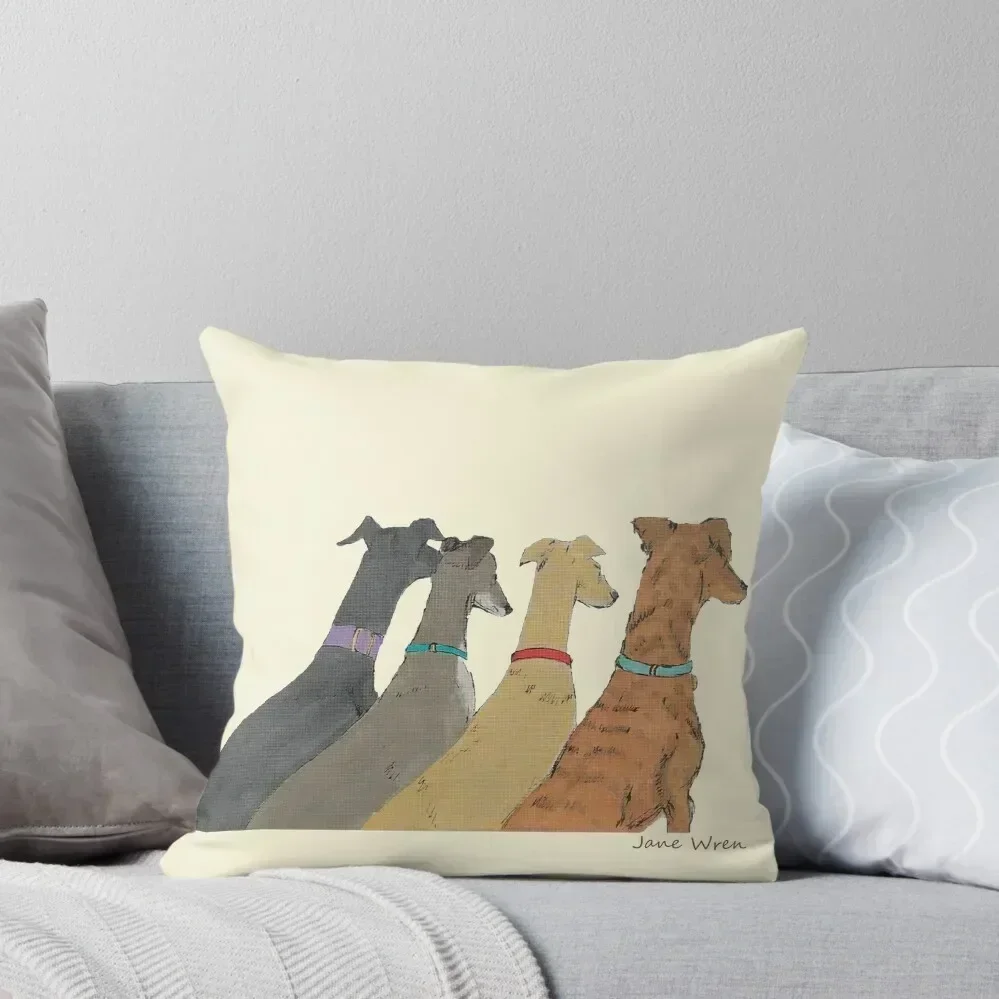 Waiting - Four Greyhounds Looking out the Window Throw Pillow christmas ornaments 2025 Luxury Pillow Case Pillowcase pillow