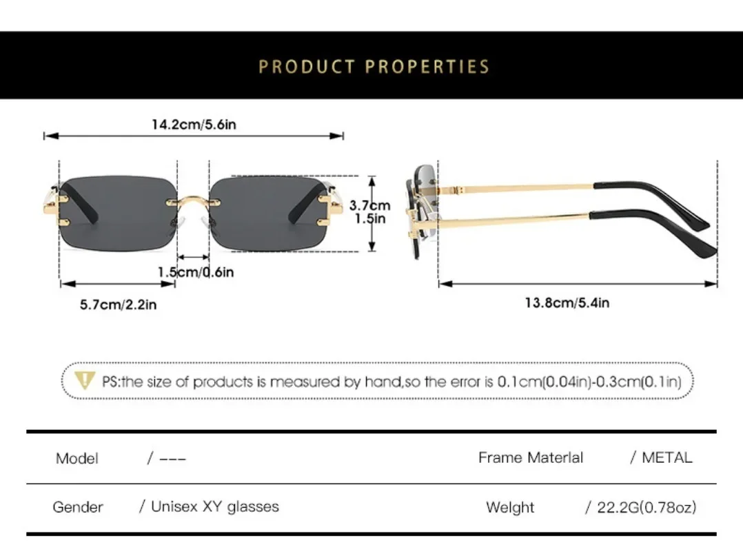 Rimless Square Sunglasses Women Men Luxury Brand Designer Glasses Popular Travel Driving Metal Sun Glasses Shade Eyewear view 5