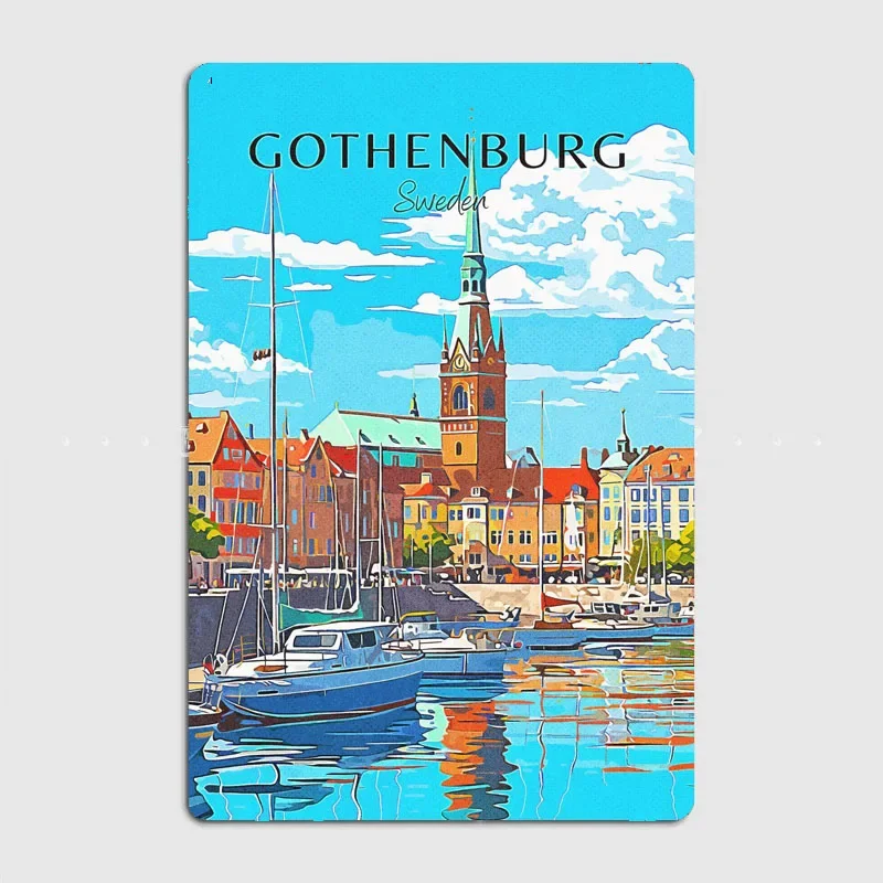 Gothenburg Sweden Travel Scenic Spot Posters Metal Sign Custom Kitchen Tin Wall Indoor Decor Drawing Room Decor Home Decor