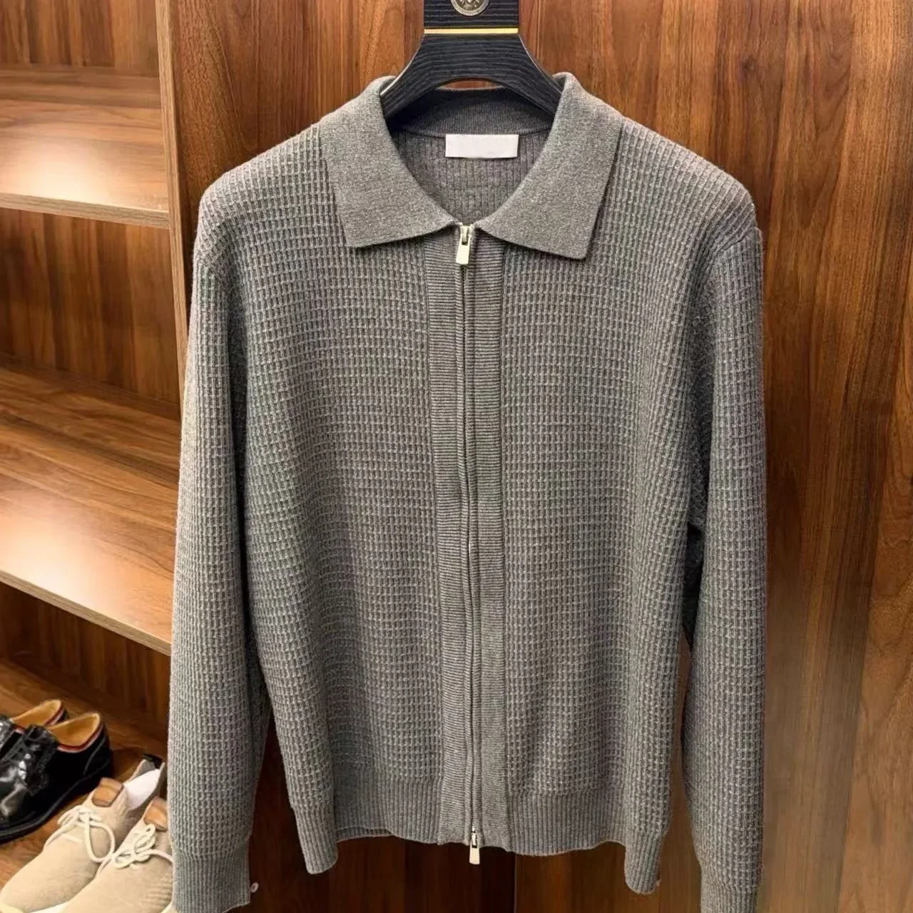 

BC Italian lapel zip-up men's knitted jacket