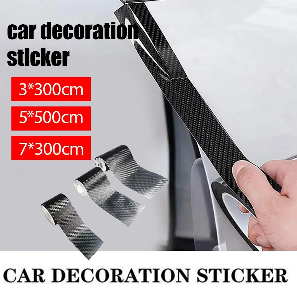 3/5m Nano Carbon Fiber Car Tape Sticker Door Mirror Paste Protector Strip DIY Protection Protective Film Waterproof Adhesive