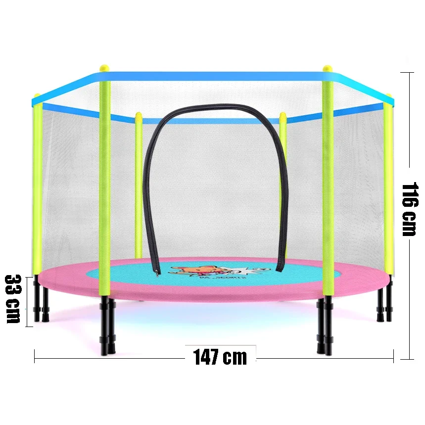 Upgrade 55 Inch Foldable Trampoline with Warm Blanket, Fitness Trampoline with Safety Enclosure Net & Spring Pad
