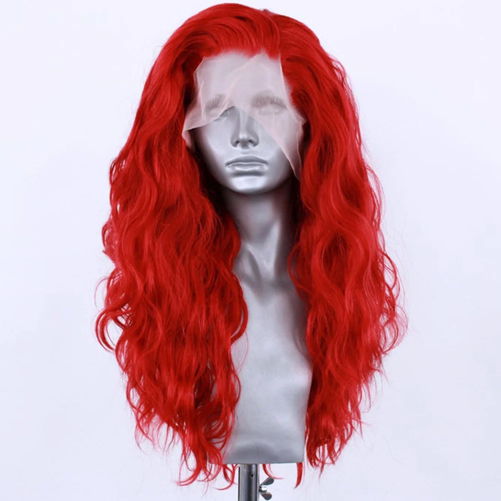 Light Blue Wig Synthetic Lace Front Wig Free Long Loose Curly Lace Wigs Glueless Synthetic Hair Wig Blue Cosplay Wig