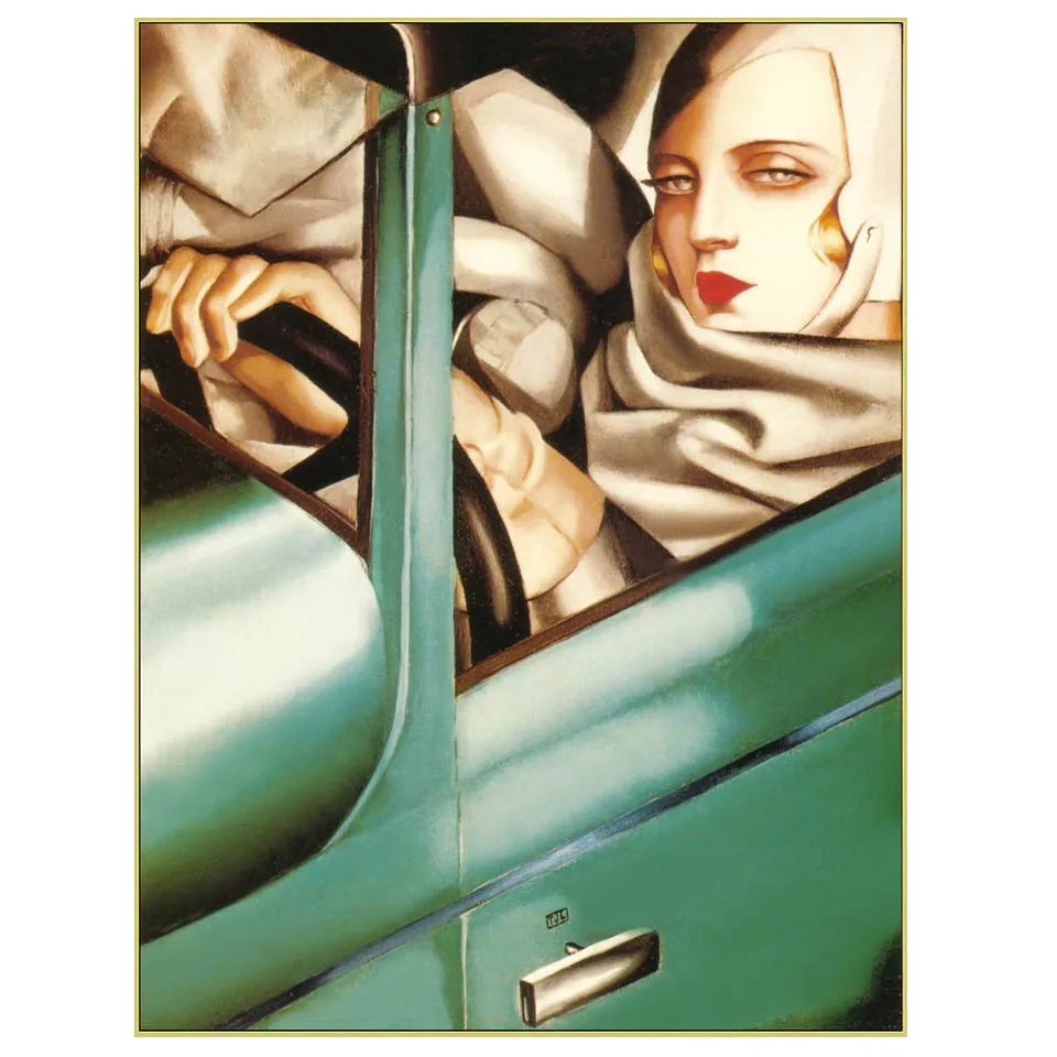 Tamara de Lempicka oil painting,My Portrait (Self-Portrait in the Green Bugatti) Modern art Home wall decorative picture