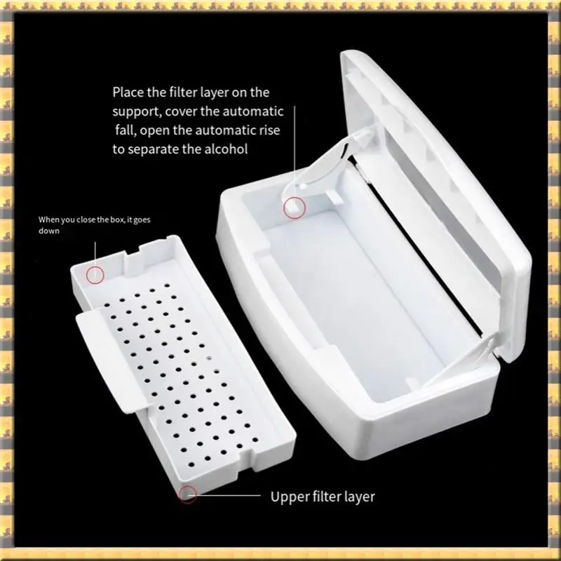 

Hot Sale 2PCS Manicure Tool Disinfection Box Hygienic Portable Alcohol Disinfection Filter Cleaning Box Cleaning Box