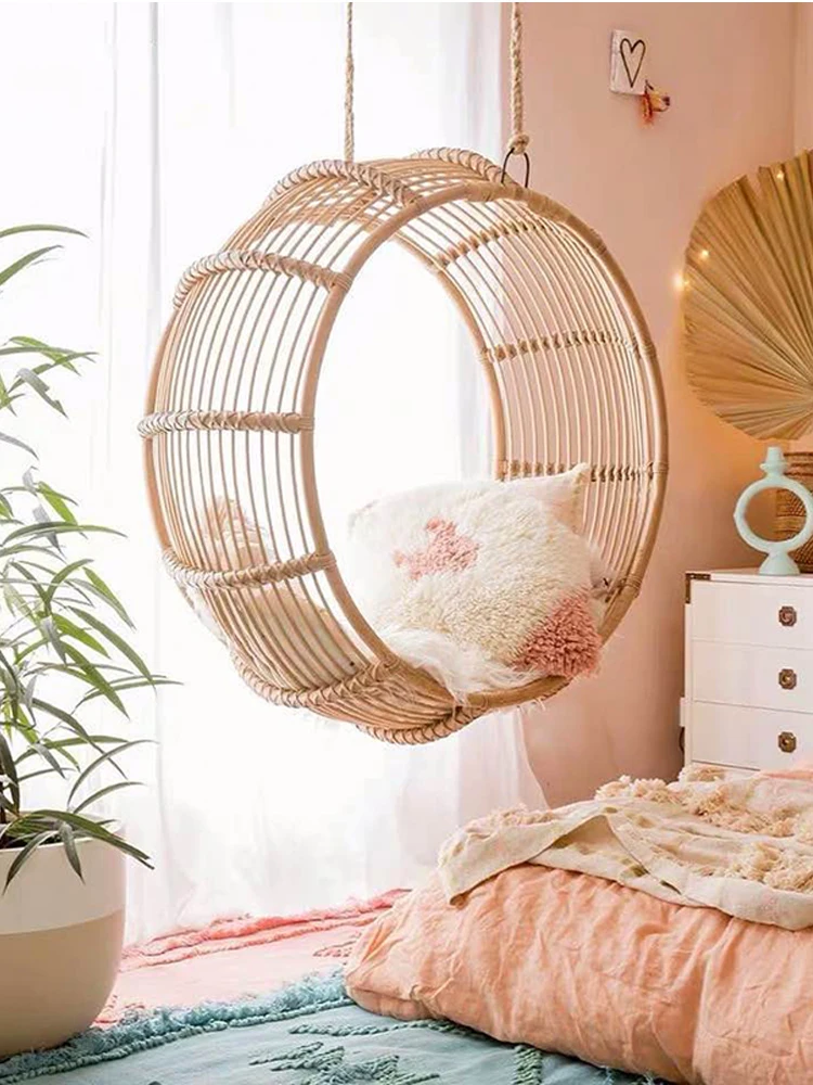 

Hanging Basket Chair Indoor Household Bedroom Courtyard Outdoor Balcony Cradle Chair Vine Chair Circular Hanging Chair