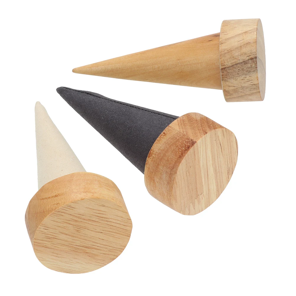 

Wood Ring Holder Cone Display Storage Rack Jewelry ganizer Bamboo nament Small Space Saver Unique Home Decor Valentine Gift