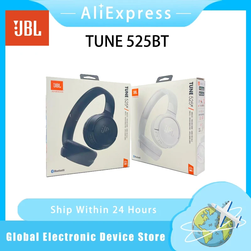 JBL TUNE 525BT Écouteurs Bluetooth sans fil sur l'oreille Longue durée de vie de la batterie de 50 heures Convient aux jeux de musique et au streaming en direct