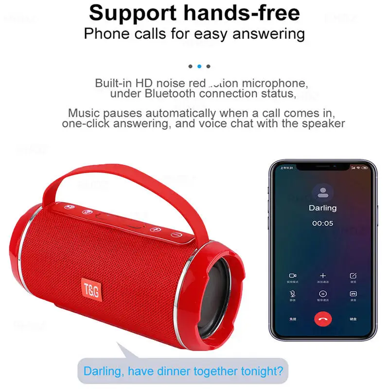 Bluetooth Speaker TG116c TWS Wireless Powerful Box Portable Outdoor Speakers Subwoofer 3D Stereo Sound HandsFree Call Waterproof
